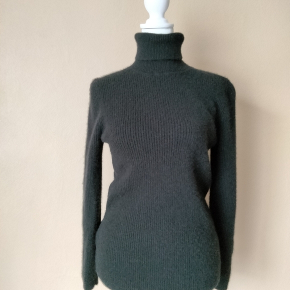 State Cashmere 100% Cashmere Black Ribbed Long sleeve  Turtleneck Sweater - Picture 6 of 11